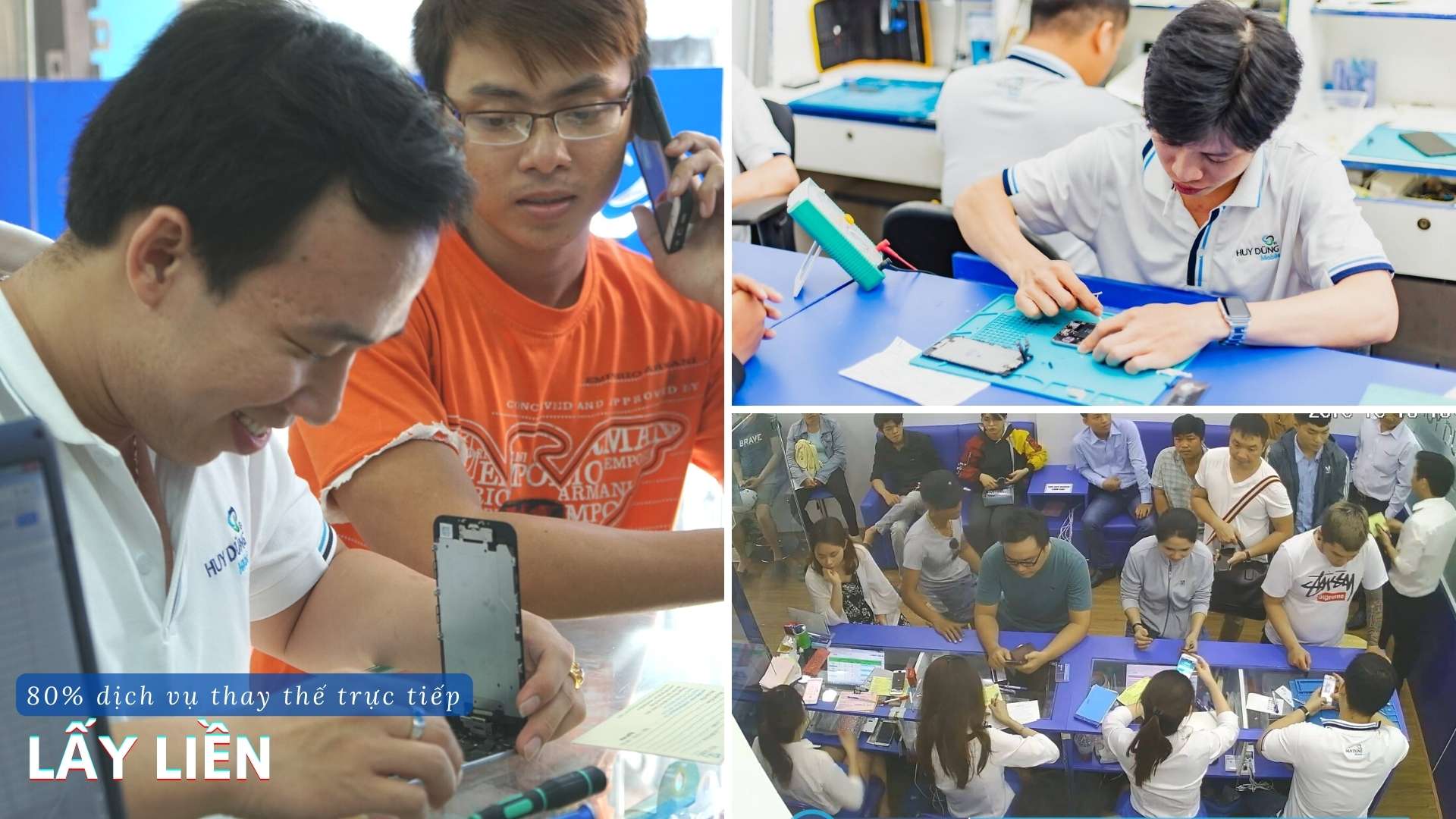 Kỹ thuật thay linh kiện trực tiếp trước sự quan sát của khách hàng Kỹ thuật thay linh kiện trực tiếp trước sự quan sát của khách hàng